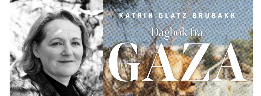 Portrett av Karin Brubakk og framsida av boka "Dagbok fra Gaza"