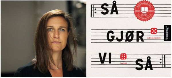 Portrett av Helga Flatland og utsnitt av boka Så gjør vi så