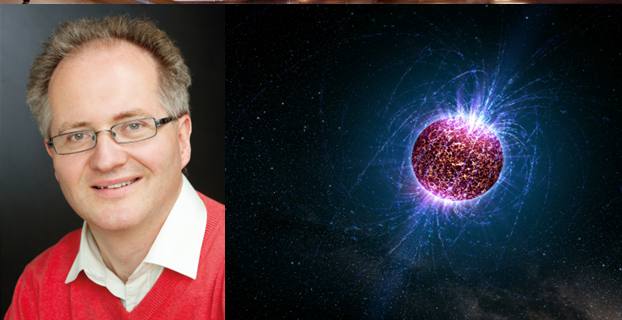 Portrett av Knut Jørgen Røed Ødegaard og nærbilete av atom