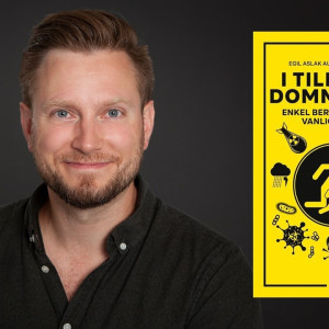 Portrett av Egil Hagerup og boka I tilfelle dommedag